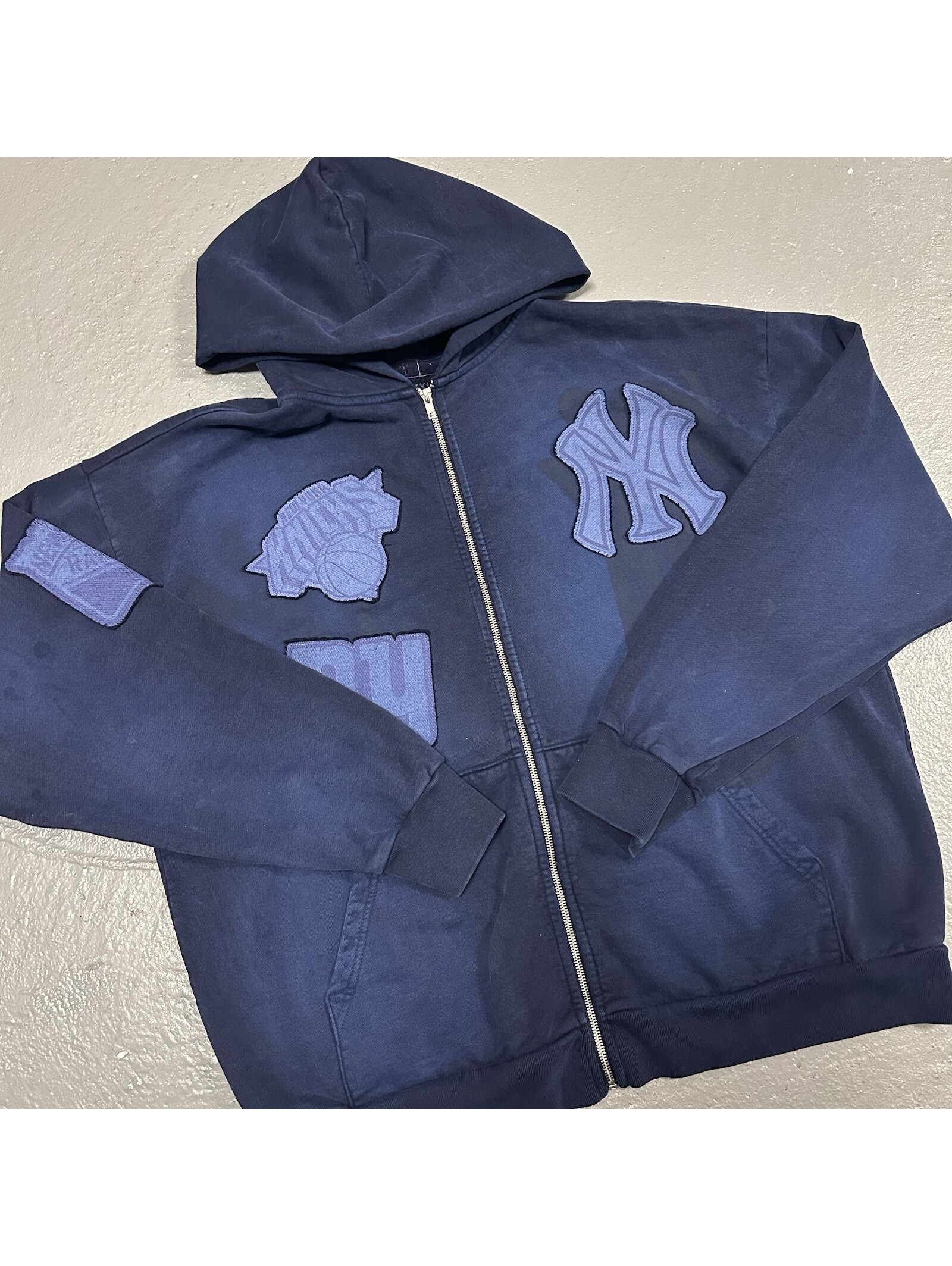 Exclusive Travis Scott Fanatics Zip Up New York Patch Navy Blue Hoodie Size 2xl